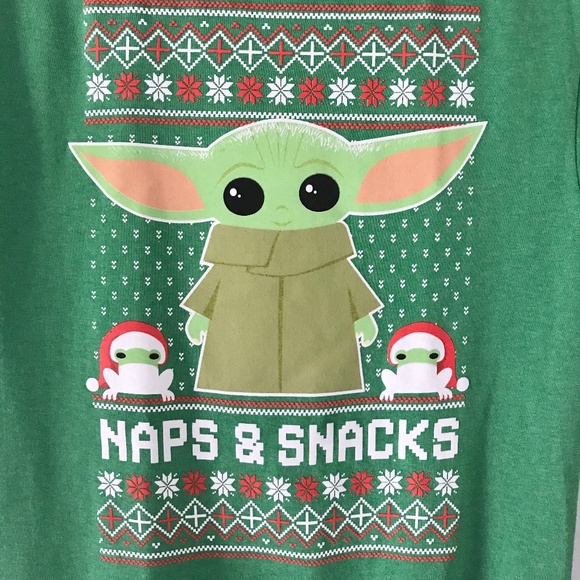 Star Wars Grogu Naps & Snacks Holiday Tee Shirt NWOT - Picture 3 of 5